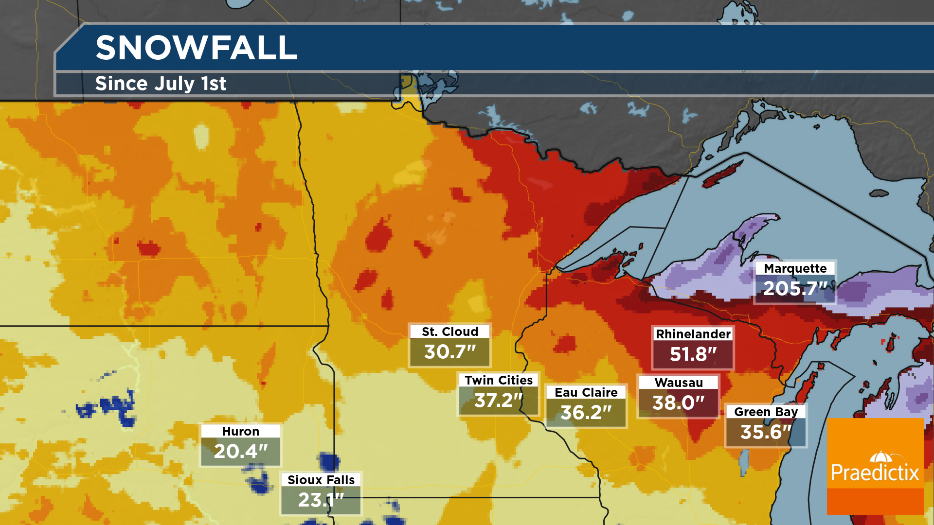 Minnesota Snow Season As Of February 22nd