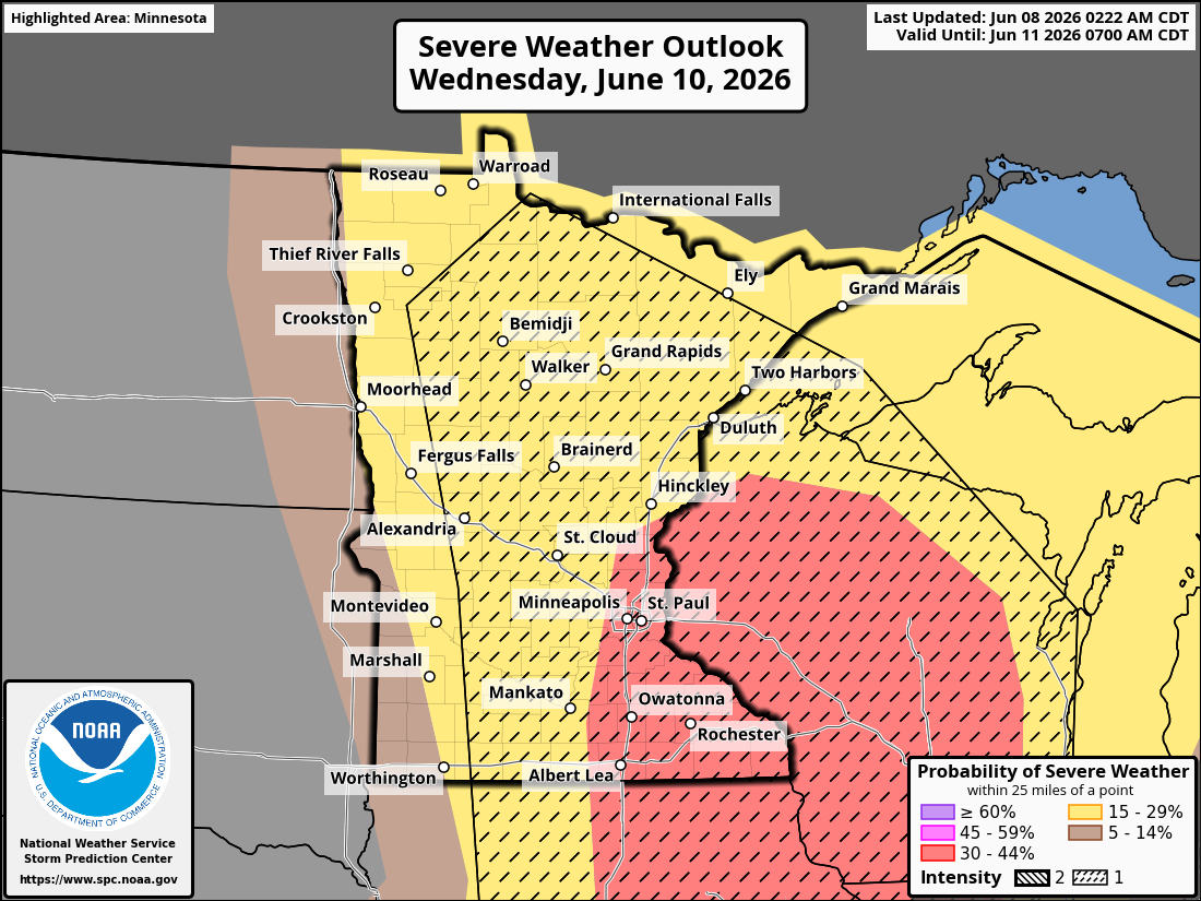 Severe Probability on Wednesday