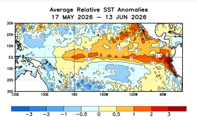 Average Sea Surface Temperature Anomaly in the Eastern Pacific
